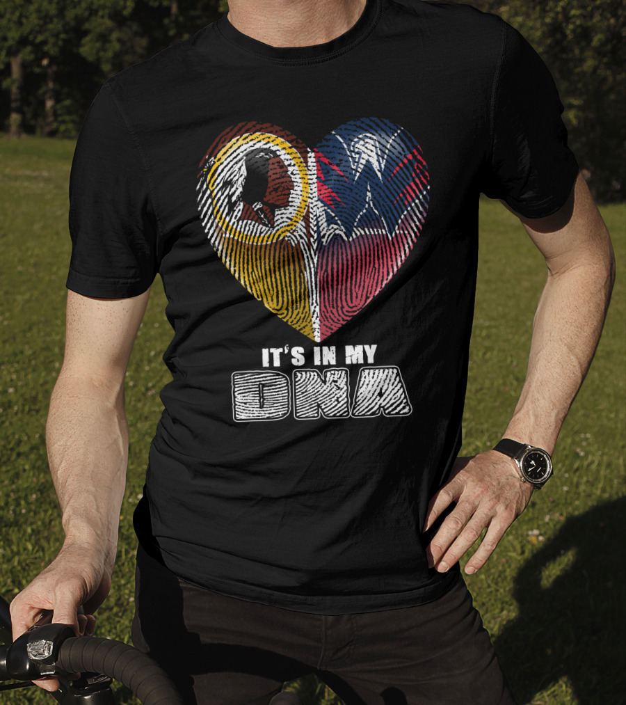 It's In My Dna Washington Football And Wizards Heart Fingerprint T-Shirt