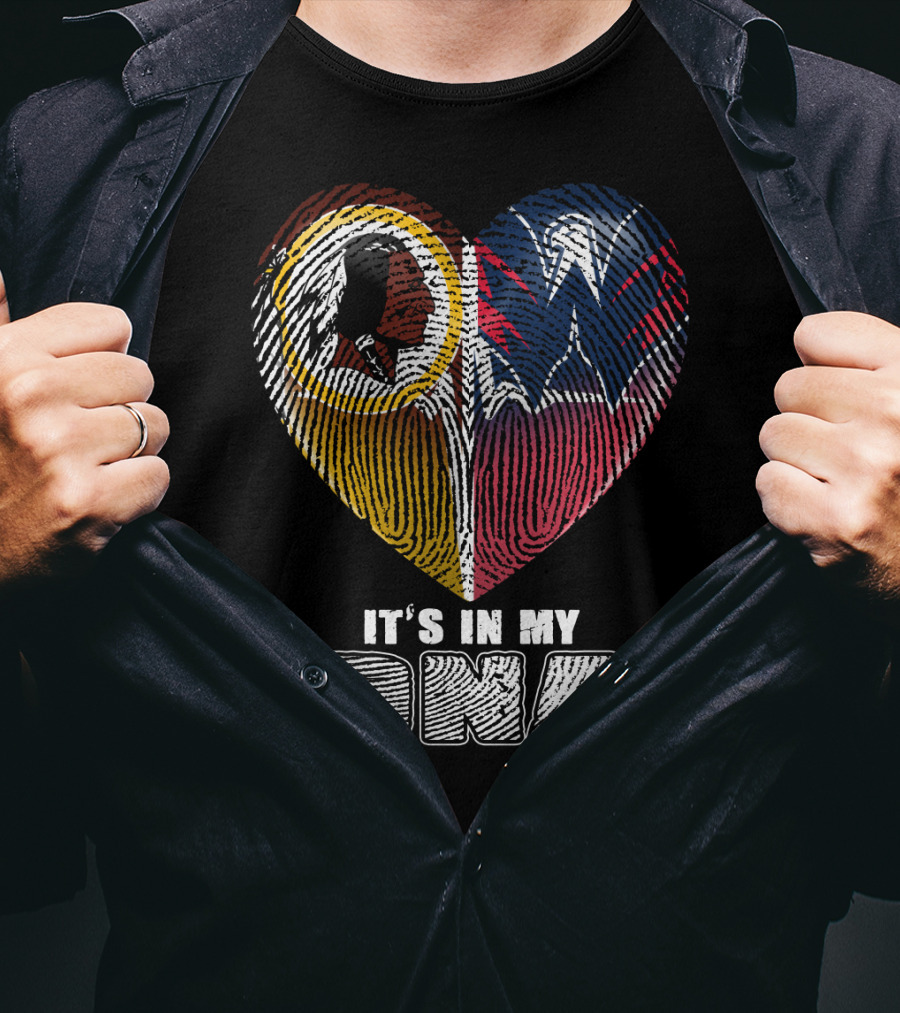 It's In My Dna Washington Football And Wizards Heart Fingerprint T-Shirt