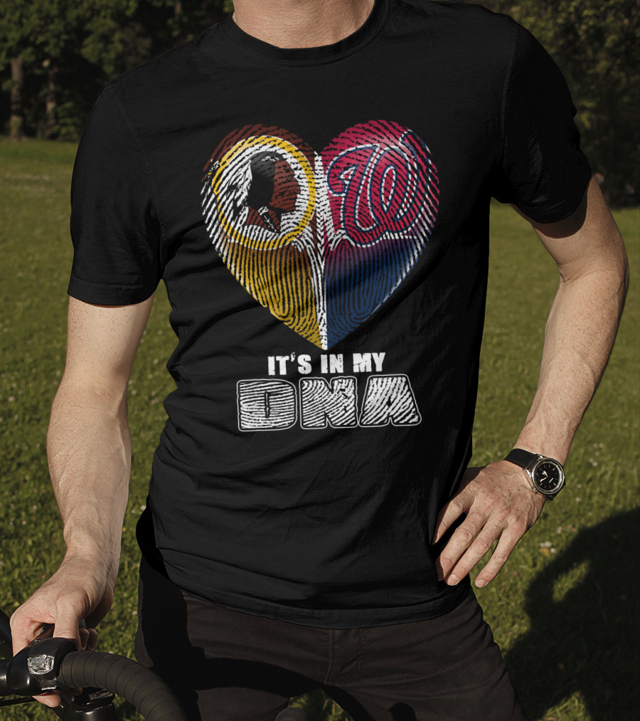It's In My Dna Washington Redskins Washington Nationals Heart Fingerprint T-Shirt