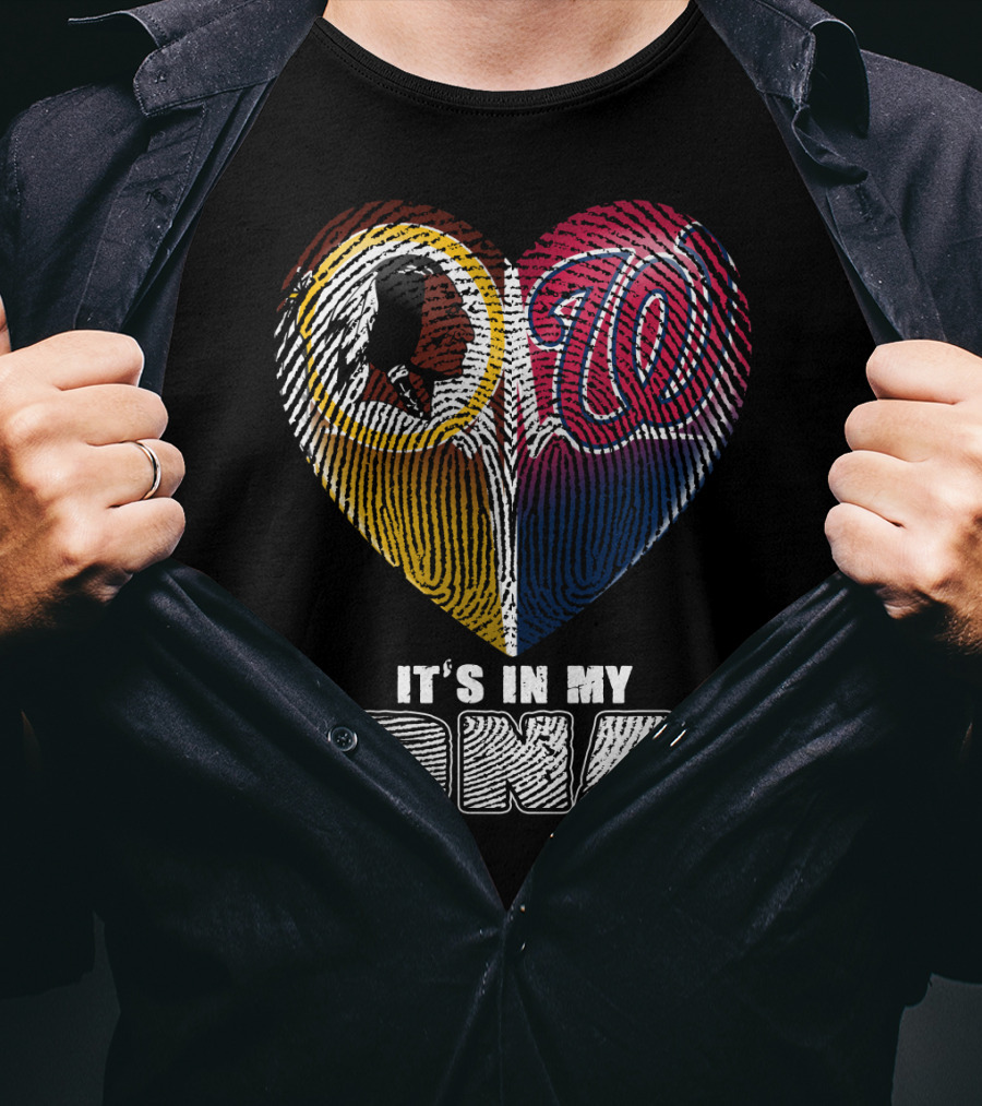 It's In My Dna Washington Redskins Washington Nationals Heart Fingerprint T-Shirt
