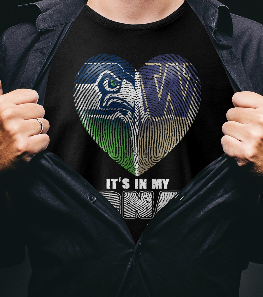 It's In My Dna Seahawks Huskies Heart T-Shirt