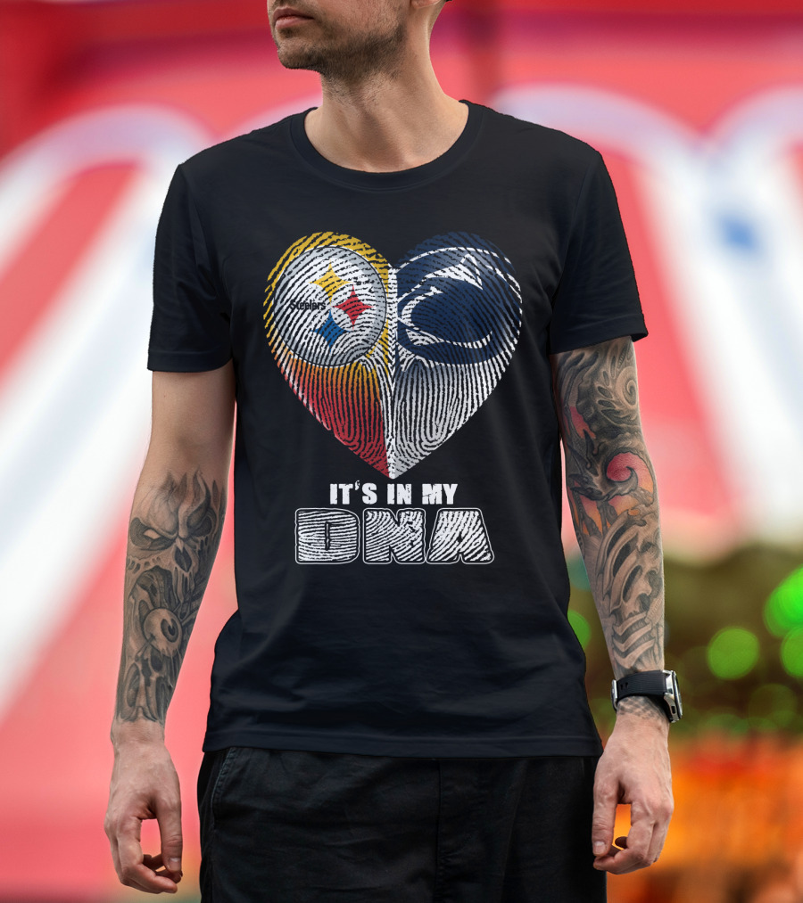 It's In My Dna Steelers Penn State Heart Fingerprint T-Shirt