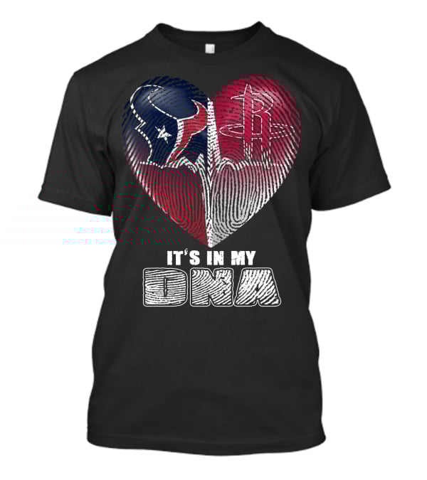 It's In My Dna Houston Texans Houston Rockets Heartbeat Fingerprint T-Shirt