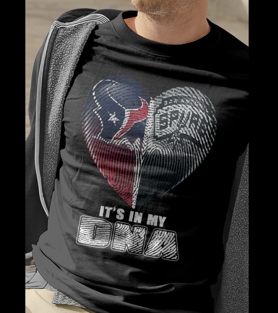 It's In My Dna Houston Texas San Antonio Spurs Heart Fingerprint T-Shirt