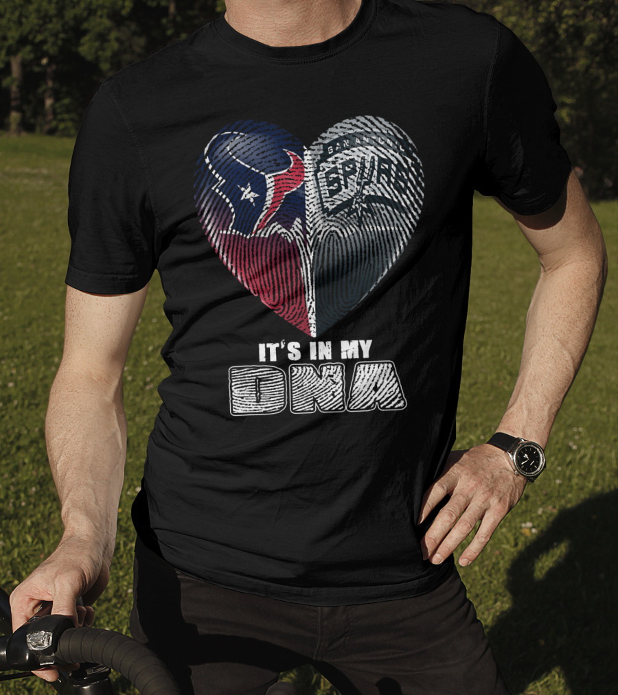 It's In My Dna Houston Texas San Antonio Spurs Heart Fingerprint T-Shirt
