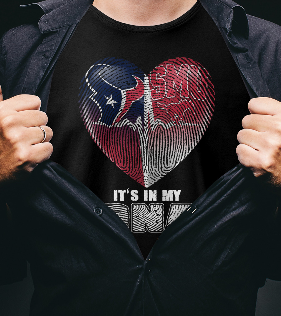 Houston Texans And Smu Heart It's In My Dna T-Shirt