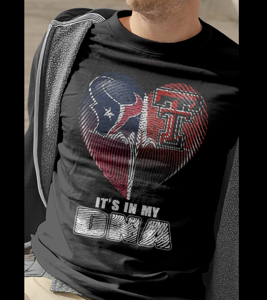 It's In My Dna Texans Texas Tech Heart T-Shirt