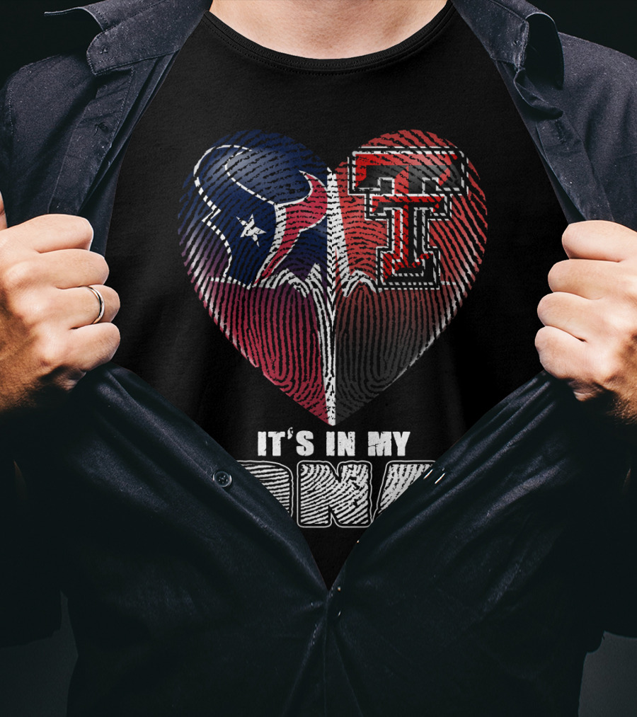 It's In My Dna Texans Texas Tech Heart T-Shirt