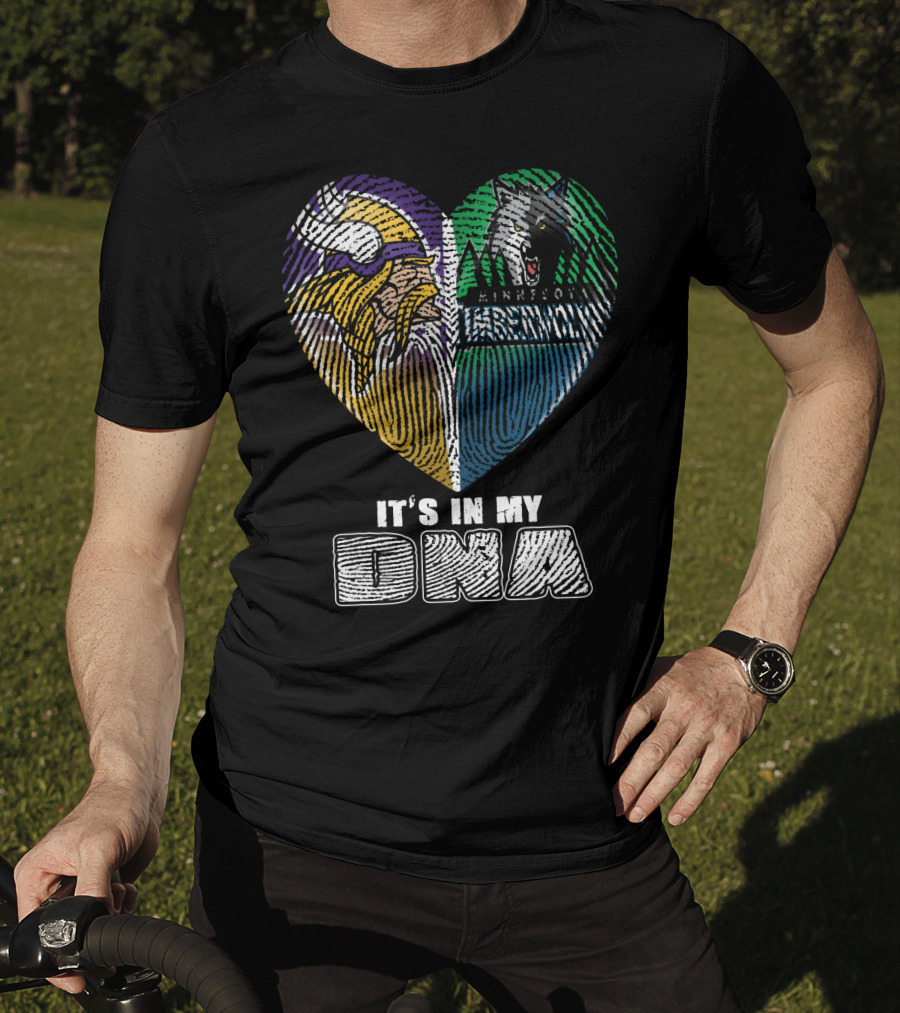 It's In My Dna Minnesota Vikings Timberwolves Heart Fingerprint T-Shirt