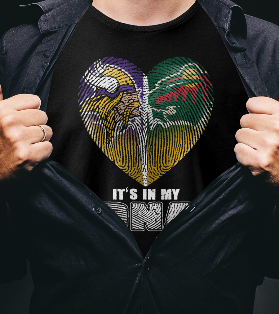 It's In My Dna Minnesota Vikings Wild Heart Fingerprint T-Shirt
