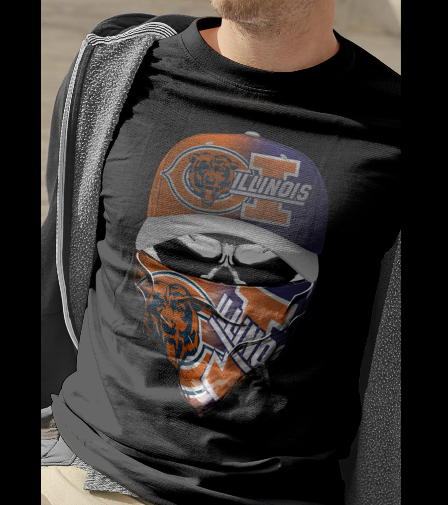 Chicago Bears Illinois Fan Mask Hat T-Shirt