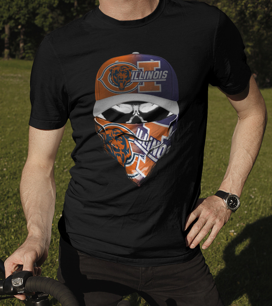 Chicago Bears Illinois Fan Mask Hat T-Shirt