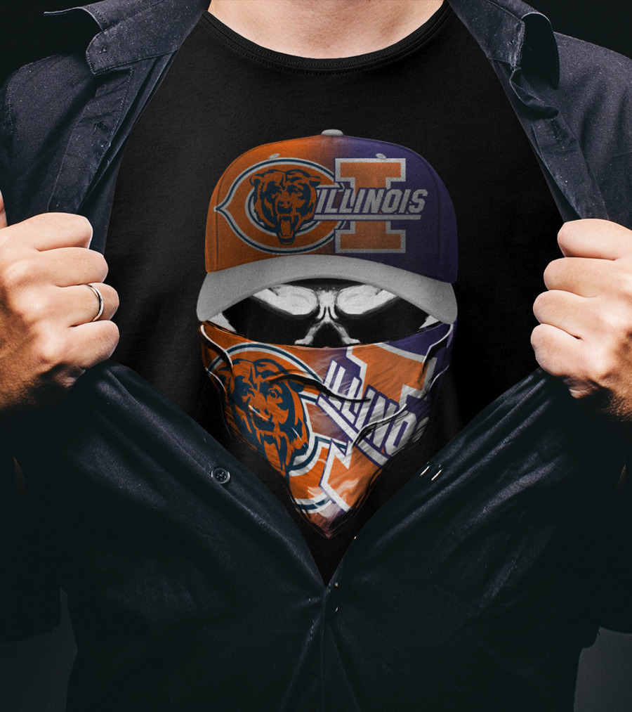 Chicago Bears Illinois Fan Mask Hat T-Shirt