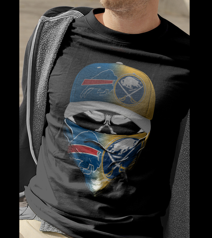 Buffalo Sabres Skull With Hat And Bandana T-Shirt