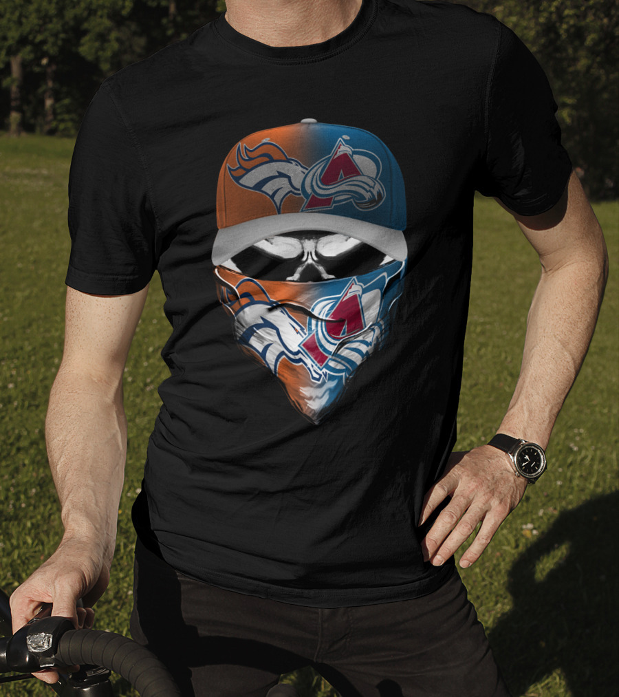 Denver Broncos And Colorado Avalanche Sports Mask Halloween T-Shirt