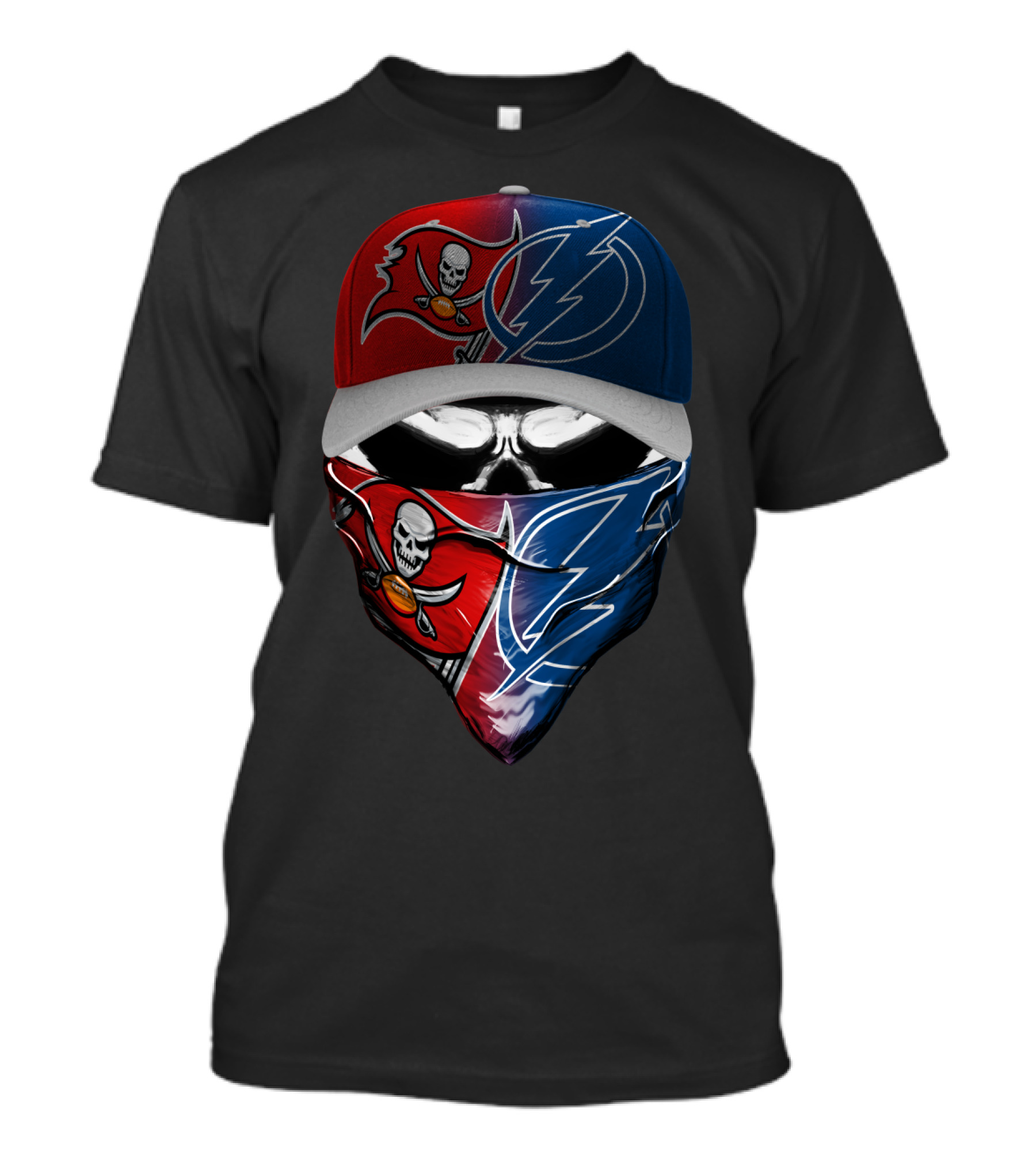 Buccaneers Lightning Face Mask Hat Dual T-Shirt