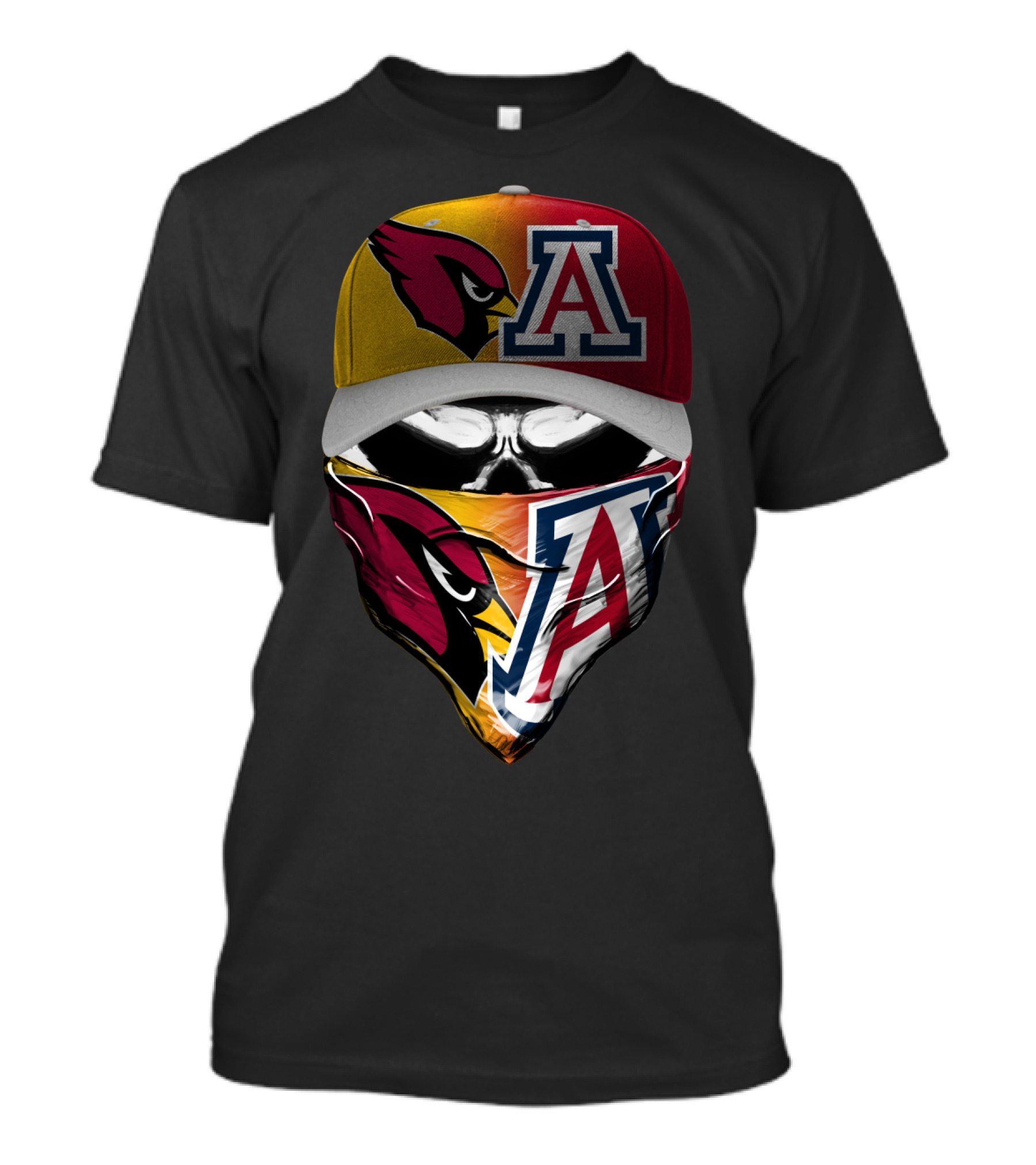Arizona Cardinals And University Of Arizona Wildcats Fan Mask 'Skum 031' T-Shirt