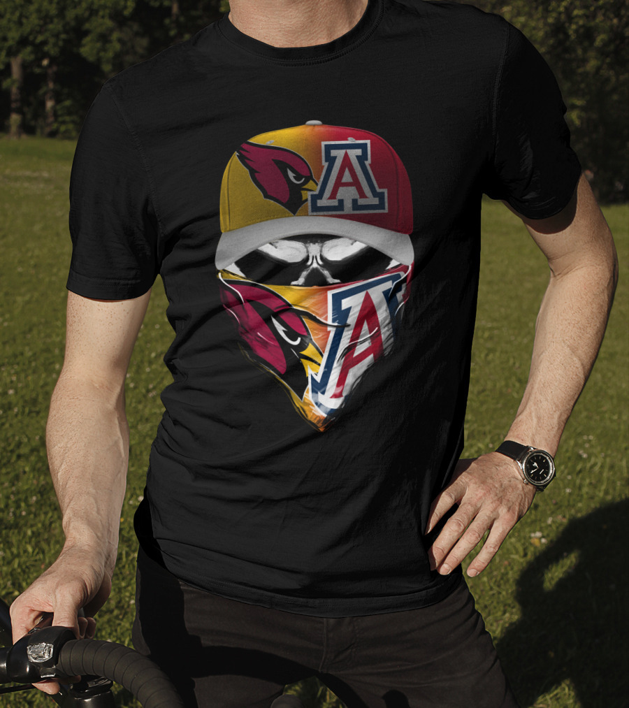 Arizona Cardinals And University Of Arizona Wildcats Fan Mask 'Skum 031' T-Shirt