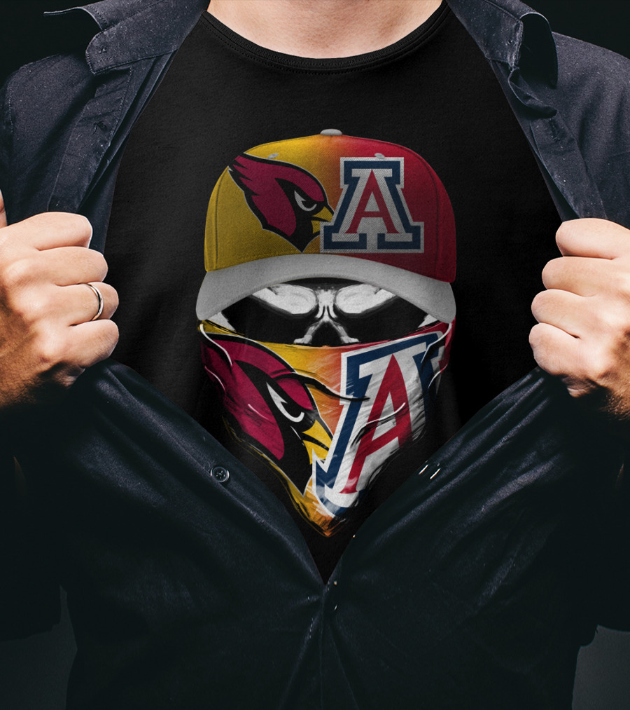 Arizona Cardinals And University Of Arizona Wildcats Fan Mask 'Skum 031' T-Shirt