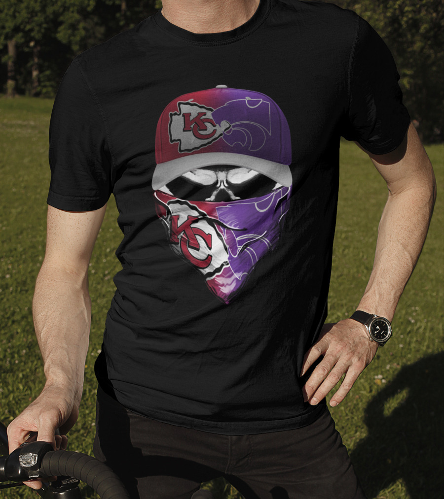 Kansas City Chiefs Kansas State Wildcats Fan Skull Mask T-Shirt