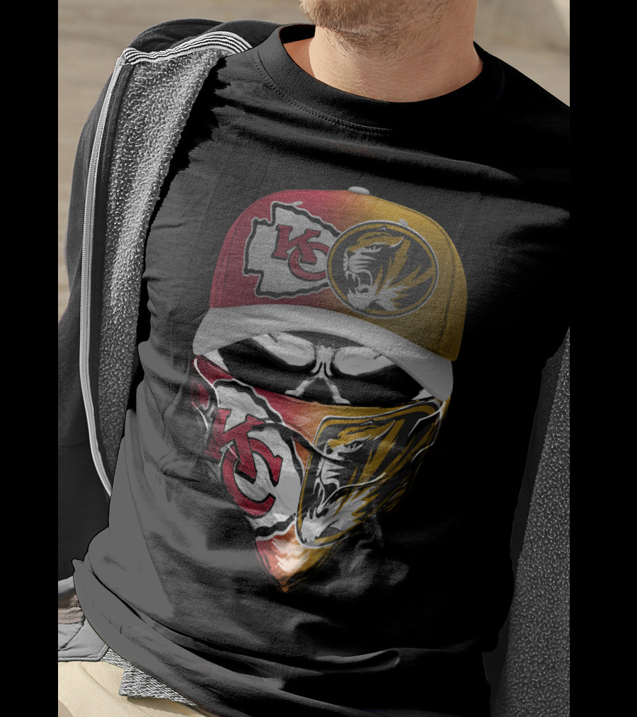 Kansas City Chiefs Missouri Tigers Crossover Bandana Cap T-Shirt