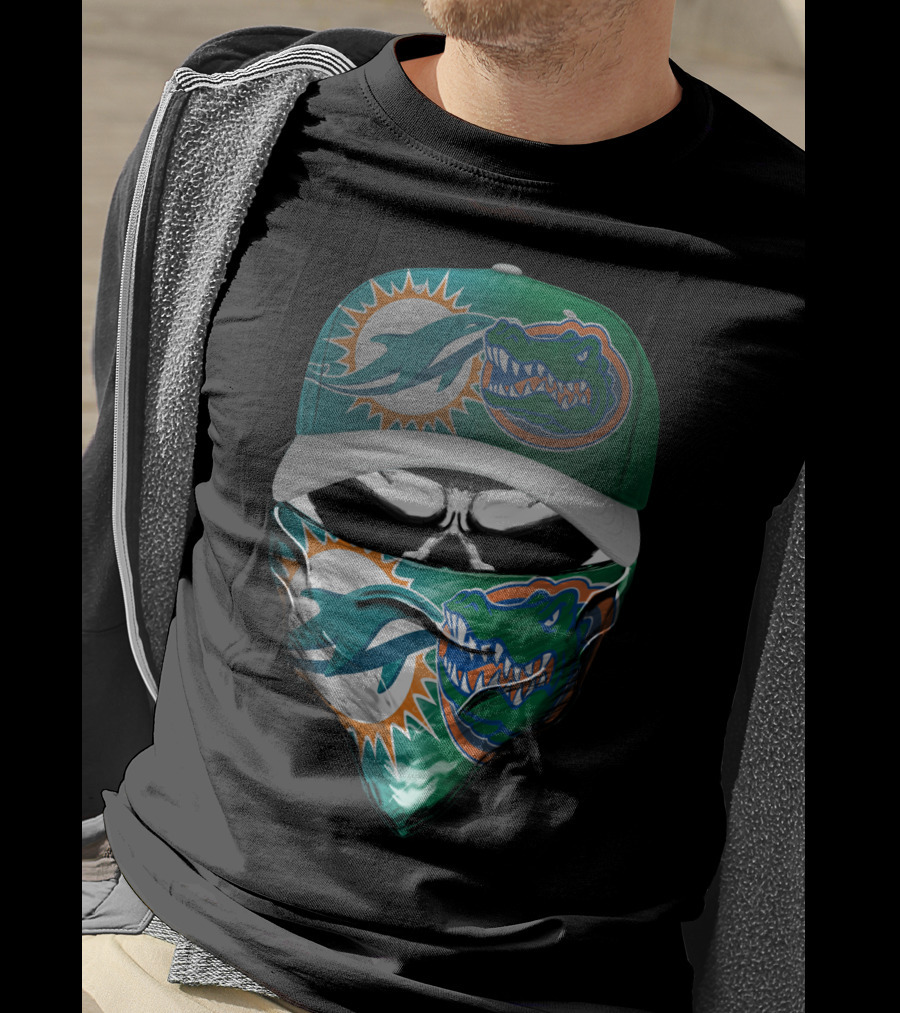 Miami Dolphins Florida Gators Skull Cap Bandana T-Shirt