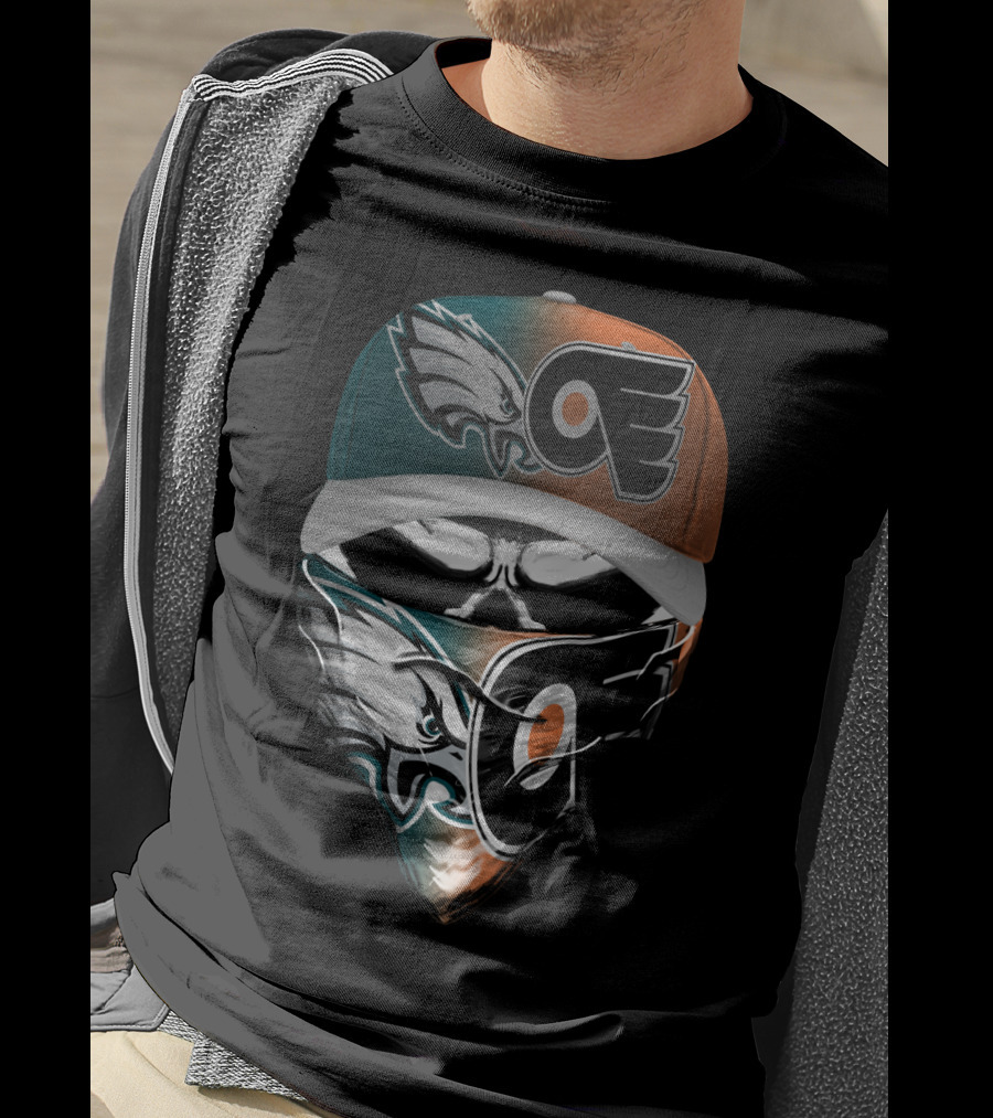 Philadelphia Eagles Flyers Fan Mask Hat Dual T-Shirt