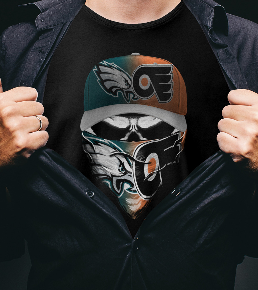 Philadelphia Eagles Flyers Fan Mask Hat Dual T-Shirt