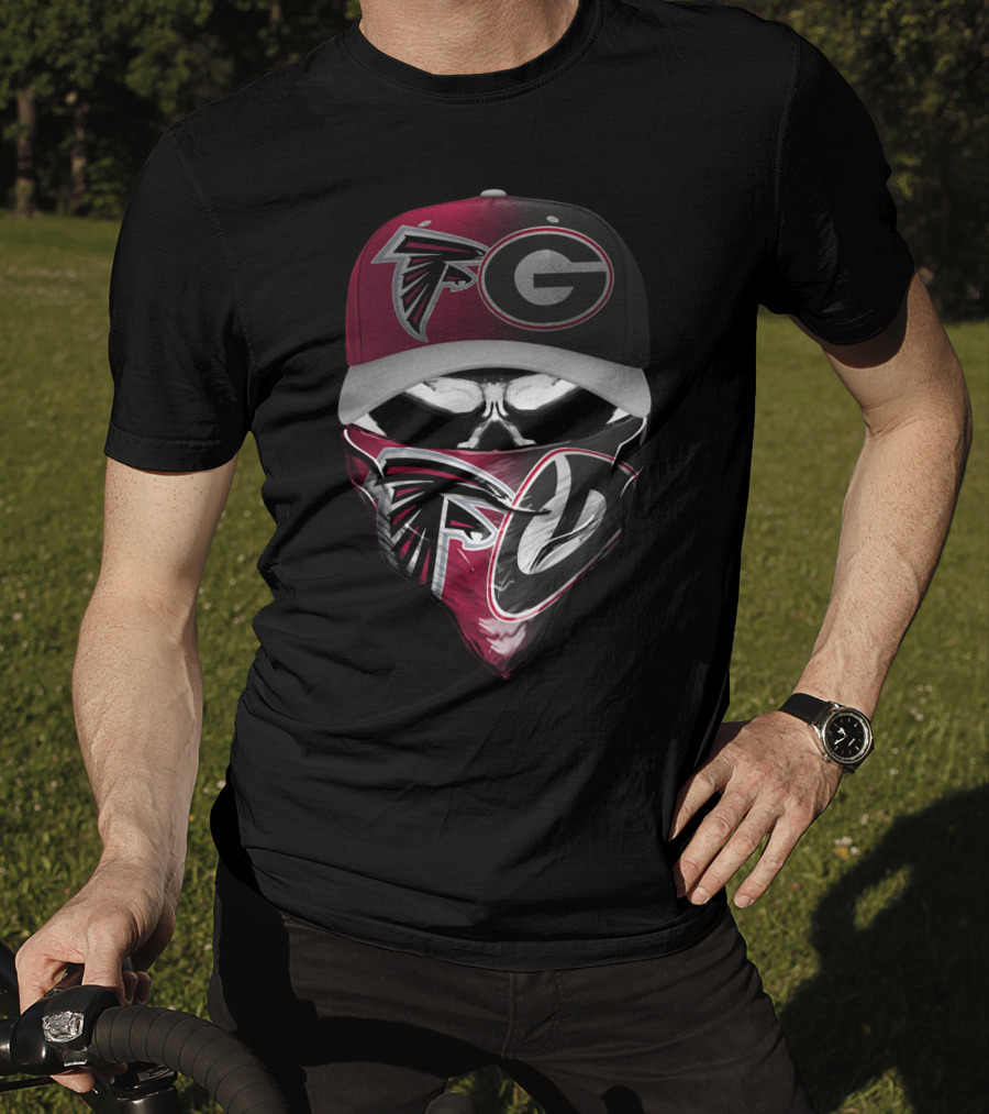 Falcons Georgia Bulldogs Skull Bandana Cap Combo T-Shirt