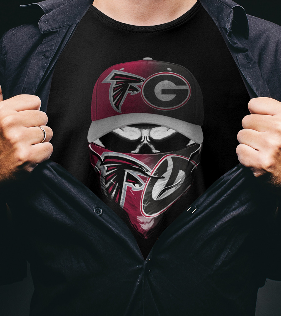 Falcons Georgia Bulldogs Skull Bandana Cap Combo T-Shirt
