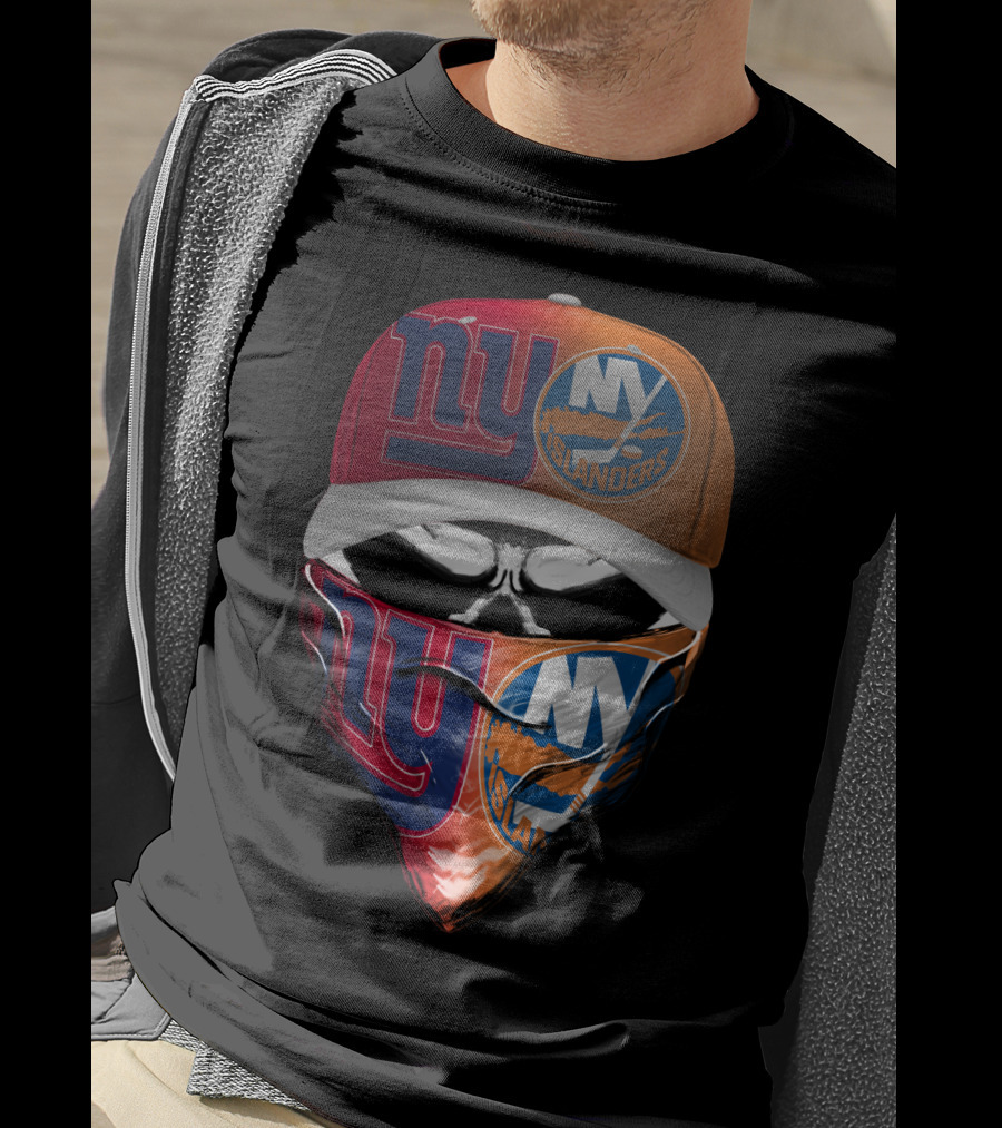 Ny Giants Ny Islanders Skull Mask Combo T-Shirt