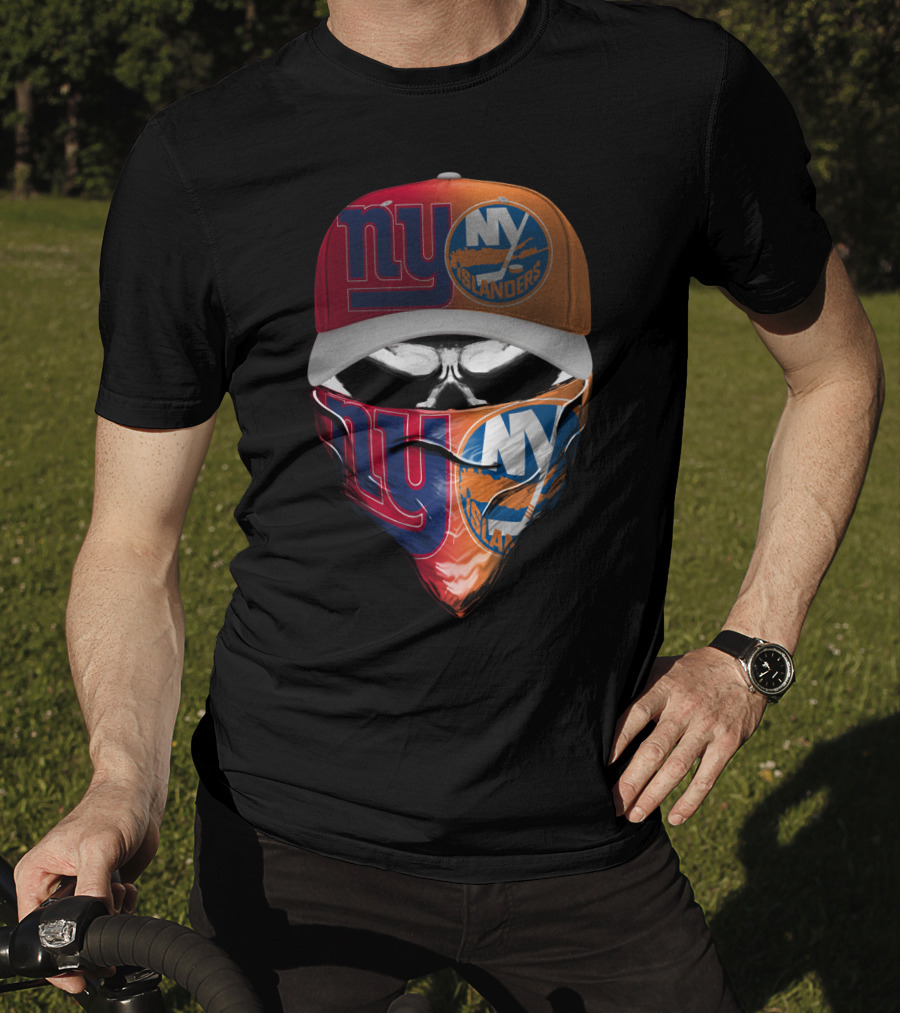 Ny Giants Ny Islanders Skull Mask Combo T-Shirt