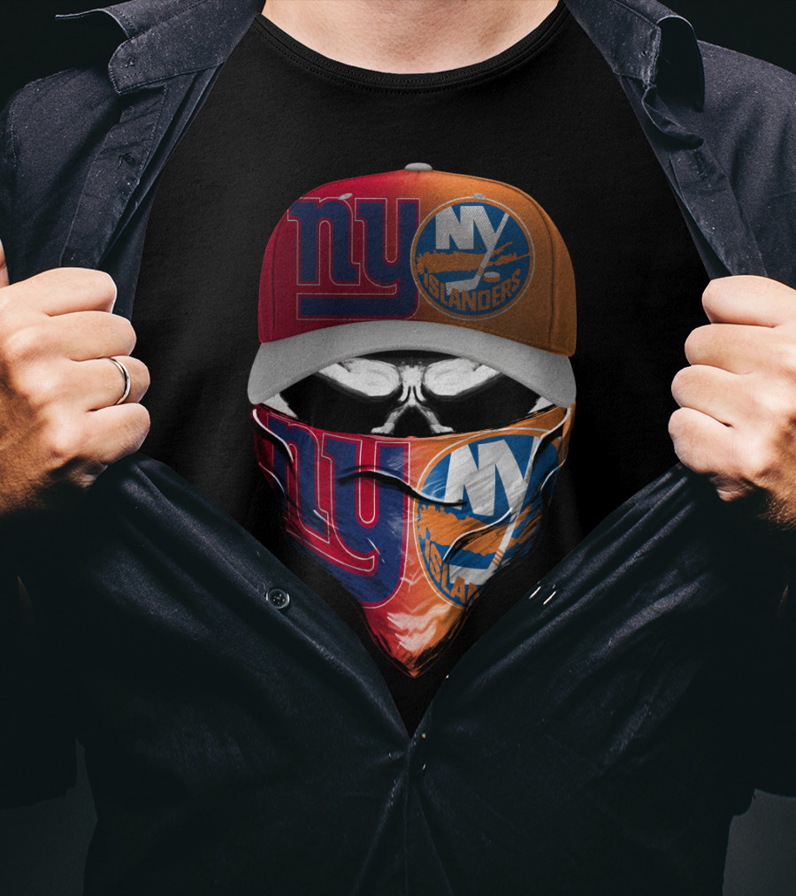 Ny Giants Ny Islanders Skull Mask Combo T-Shirt