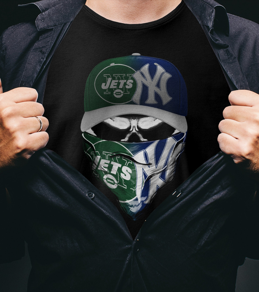 New York Jets Yankees Skull Mask T-Shirt