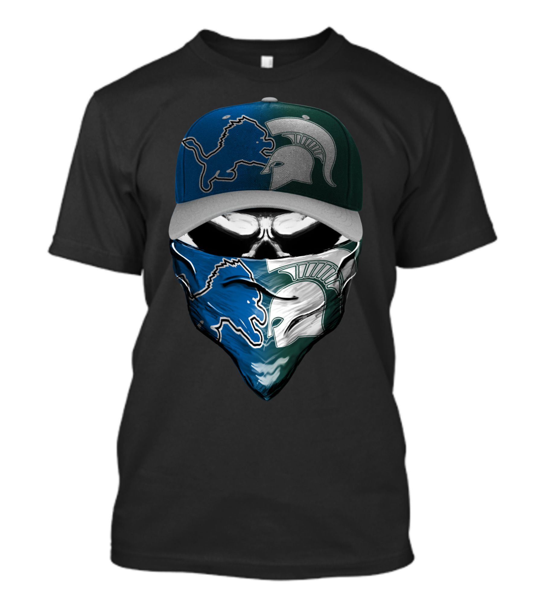 Detroit Lions Spartan Skull Skum 076 T-Shirt