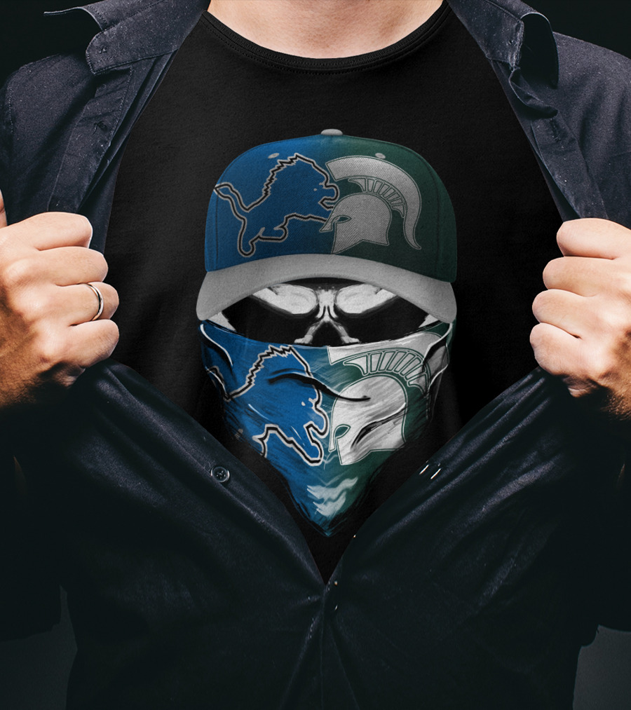 Detroit Lions Spartan Skull Skum 076 T-Shirt