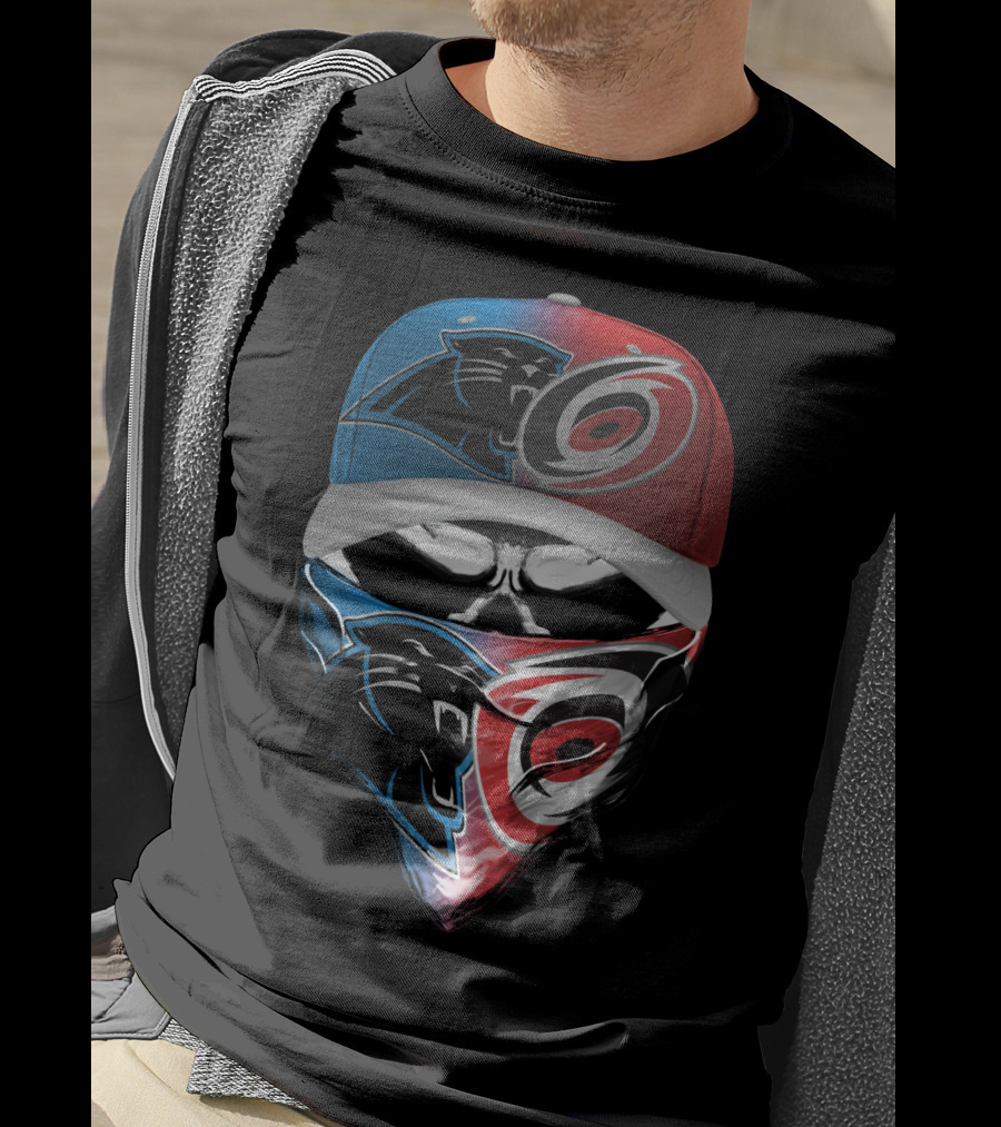 Carolina Panthers Hurricanes Dual Face Mask Hat Design 081 T-Shirt