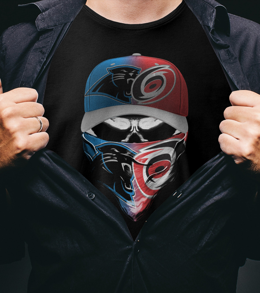 Carolina Panthers Hurricanes Dual Face Mask Hat Design 081 T-Shirt
