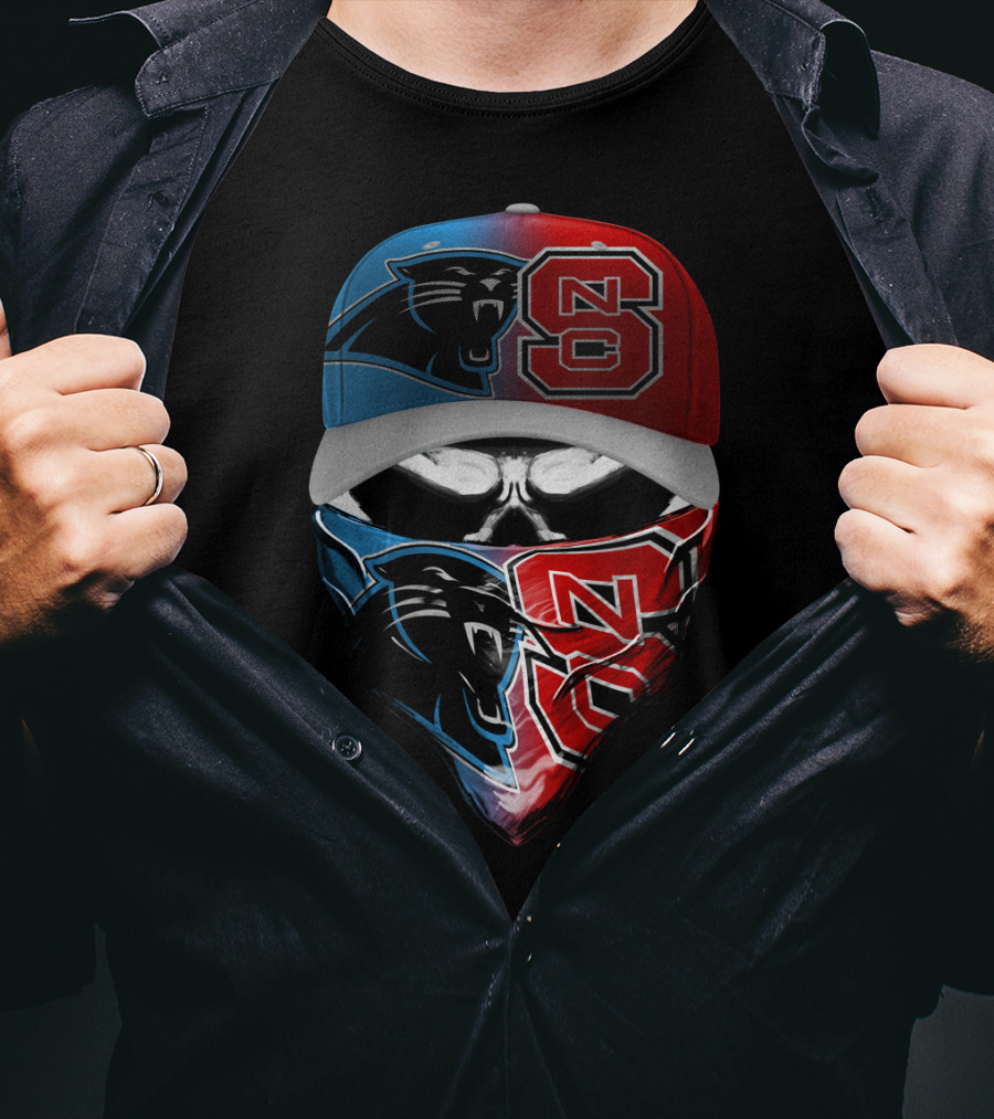 Carolina Panthers Nc State Wolfpack Skull Mask T-Shirt