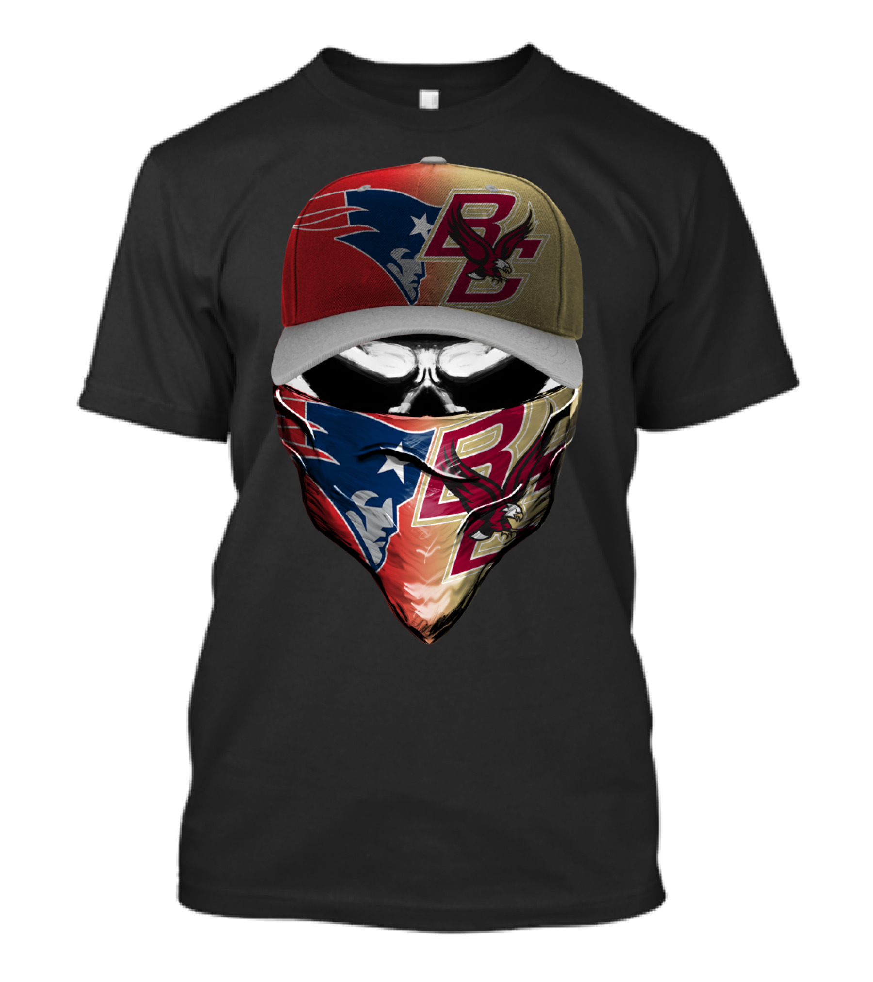 New England Patriots Bc Eagles Skull Mask Combo T-Shirt