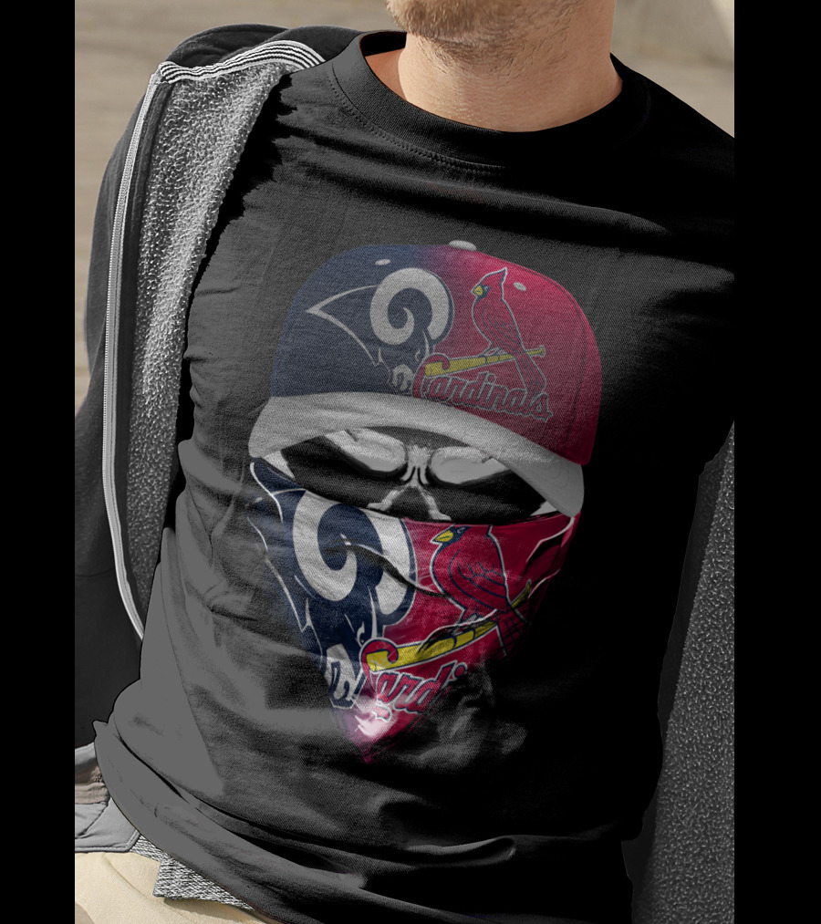 Rams Cardinals Split Logo Hat Mask Skum 100 T-Shirt