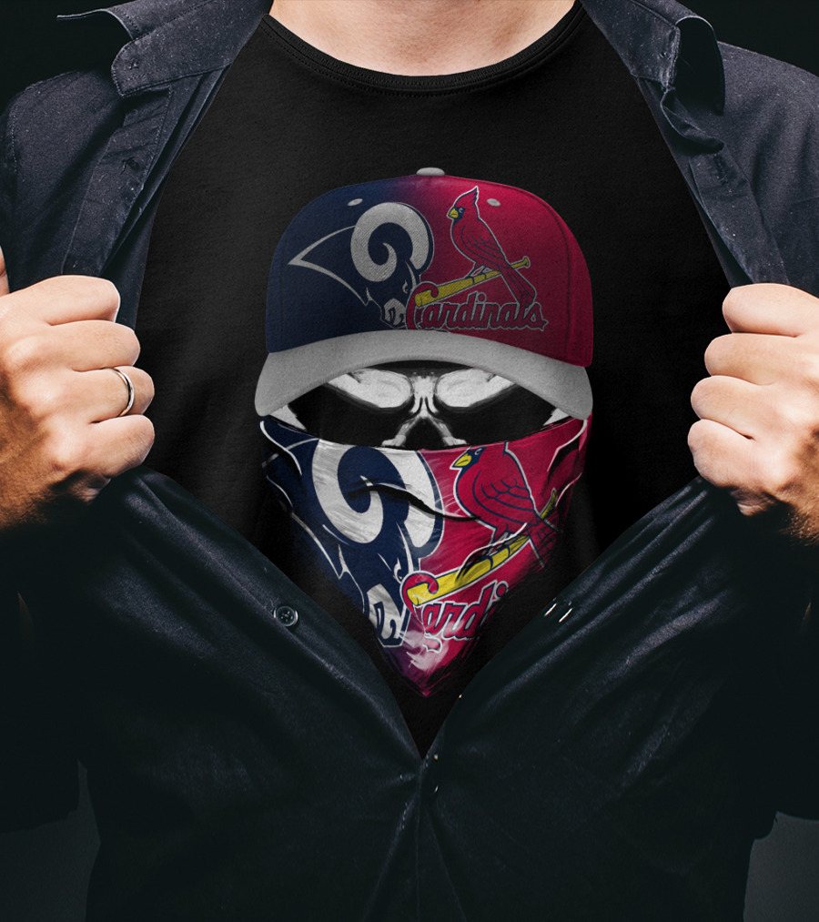 Rams Cardinals Split Logo Hat Mask Skum 100 T-Shirt