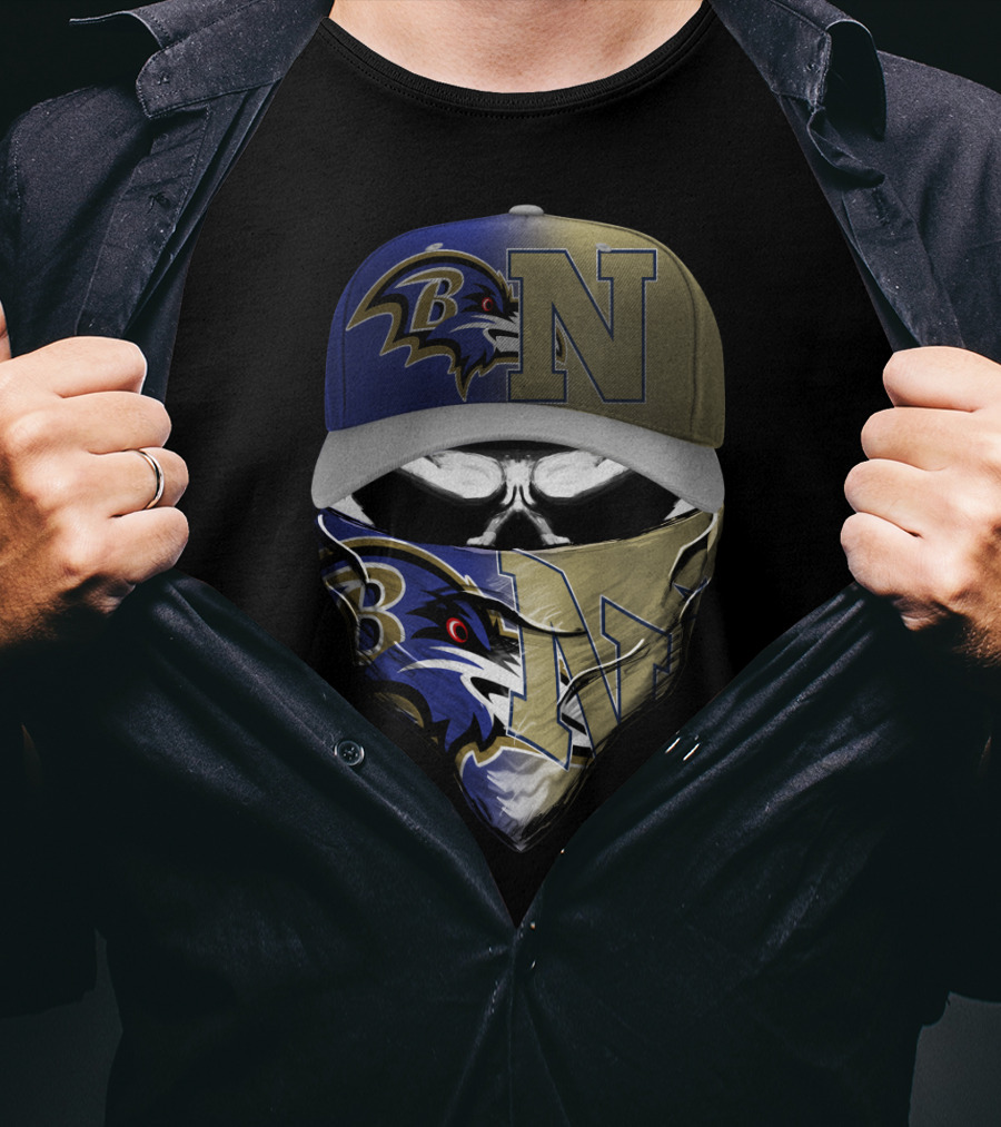 Ravens Skull Face Bandana Hat Baltimore T-Shirt