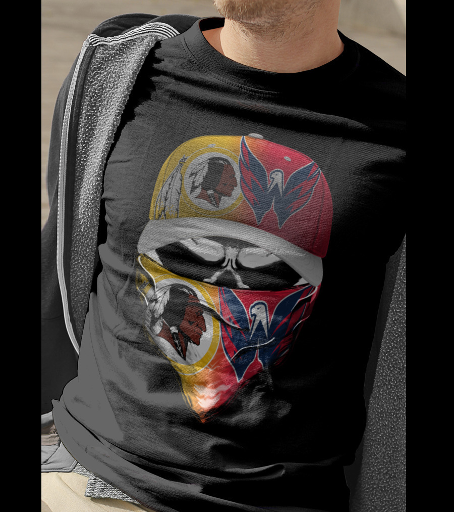 Washington Redskins And Capitals Face Covering Combo T-Shirt