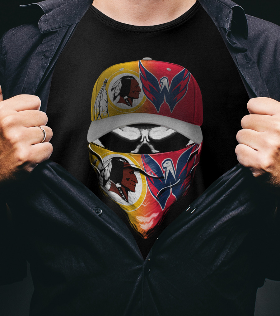 Washington Redskins And Capitals Face Covering Combo T-Shirt