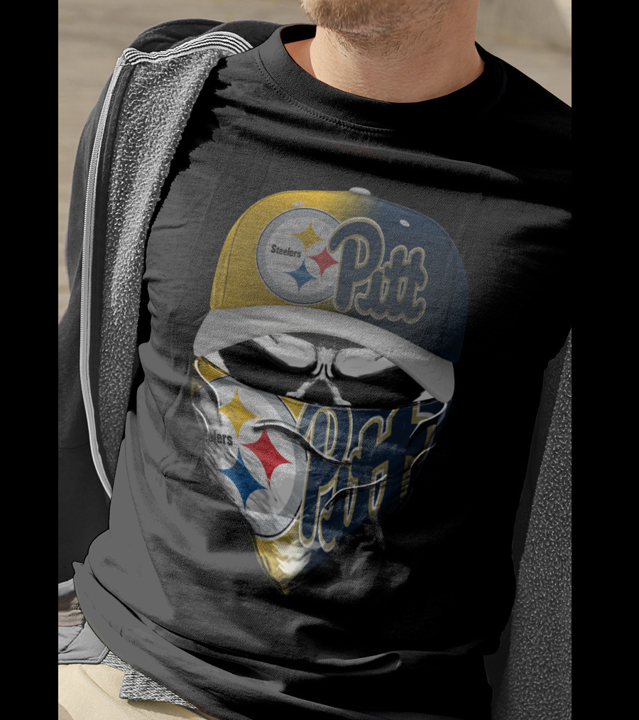 Steelers Pitt Skull Mask Cap T-Shirt