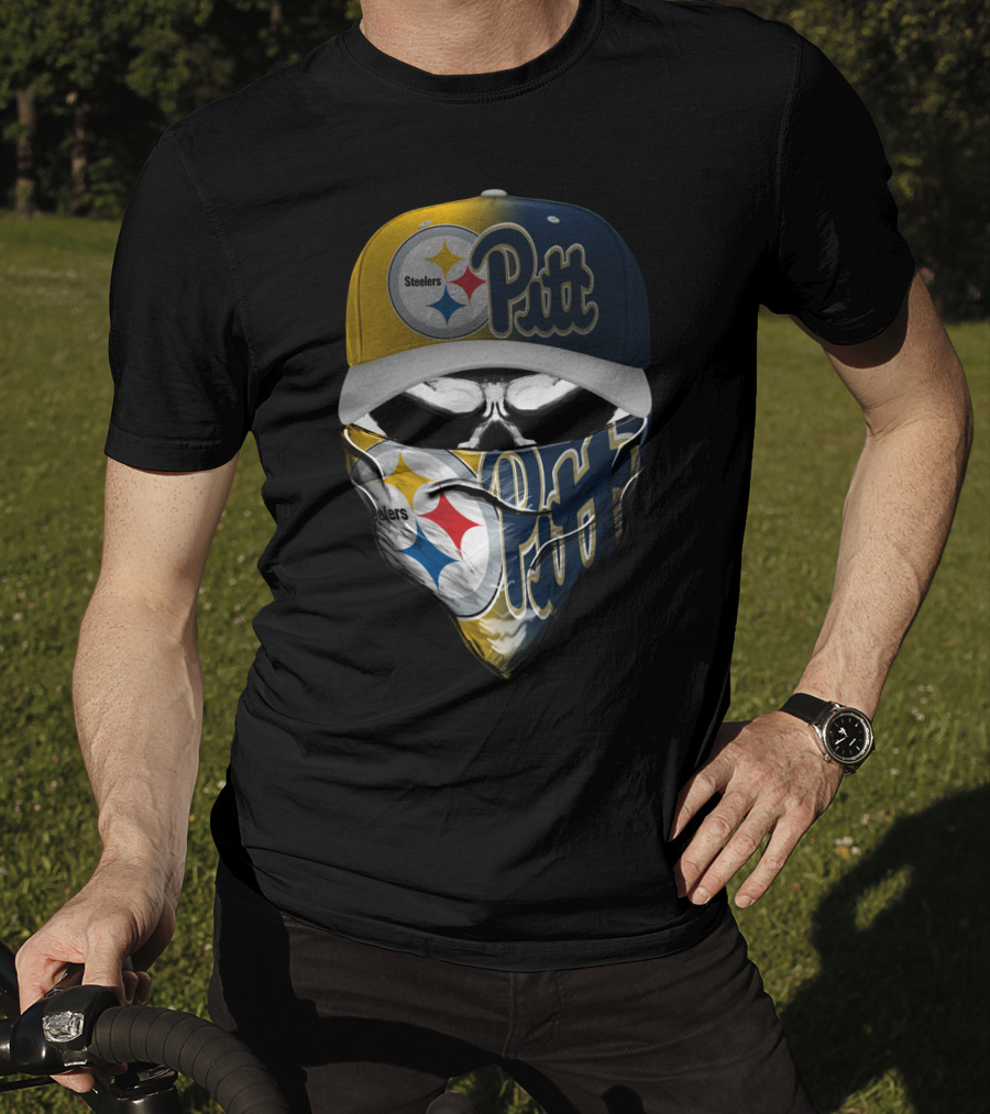 Steelers Pitt Skull Mask Cap T-Shirt