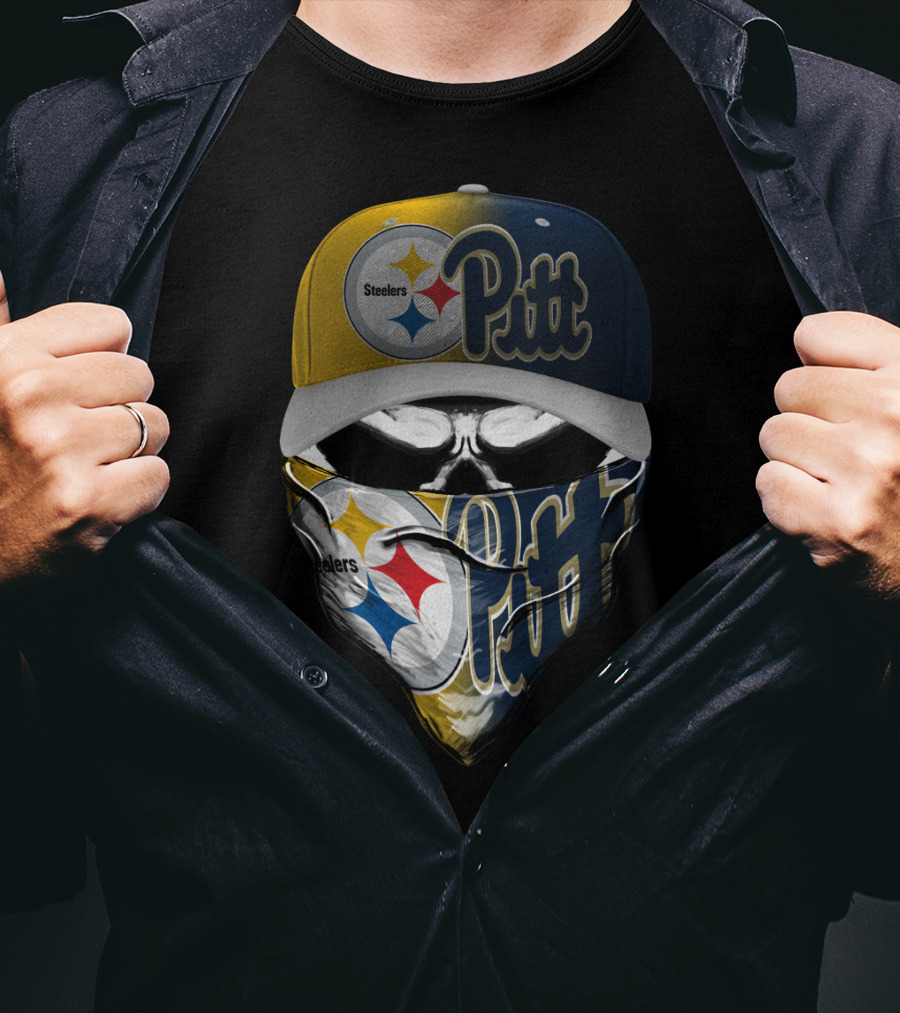 Steelers Pitt Skull Mask Cap T-Shirt