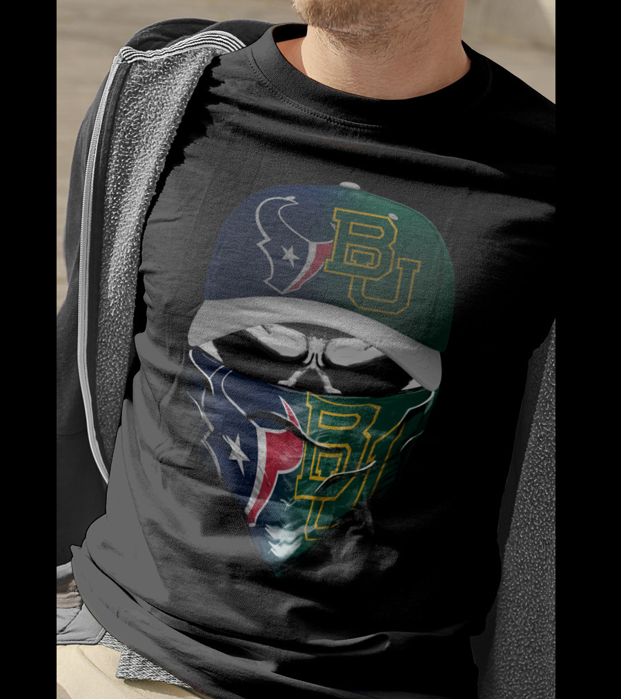 Houston Texans Baylor University Fan Mask Skull T-Shirt