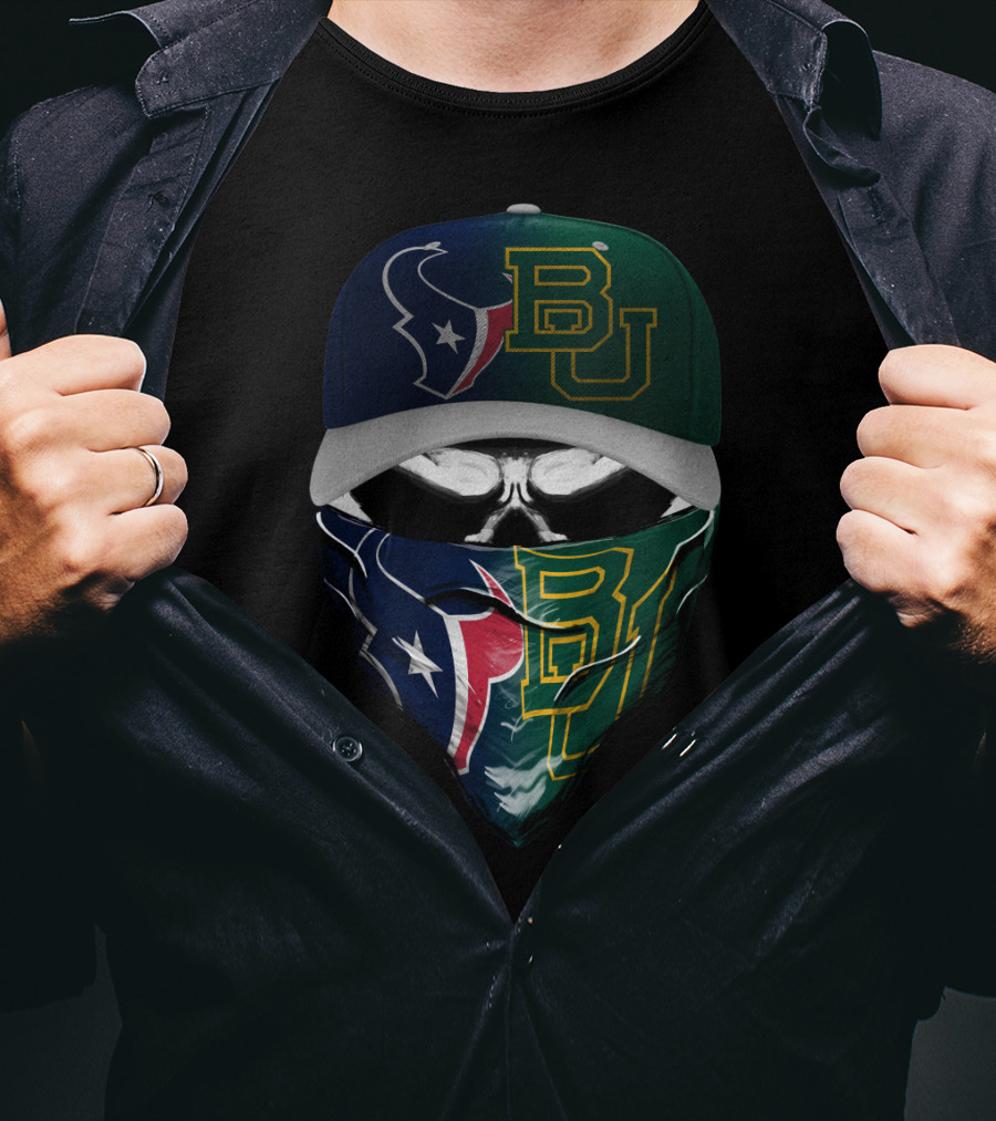 Houston Texans Baylor University Fan Mask Skull T-Shirt